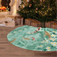 Green Palaka Hawaiian And Japanese Tree Skirt Sakura Lei With Koi Fish DT05 - Polynesian Pride