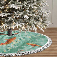 Green Palaka Hawaiian And Japanese Tree Skirt Sakura Lei With Koi Fish DT05 - Polynesian Pride