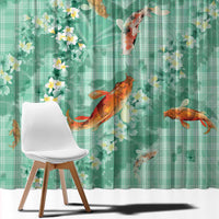 Green Palaka Hawaiian And Japanese Window Curtain Sakura Lei With Koi Fish DT05 - Polynesian Pride