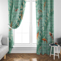 Green Palaka Hawaiian And Japanese Window Curtain Sakura Lei With Koi Fish DT05 - Polynesian Pride