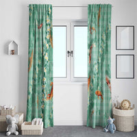 Green Palaka Hawaiian And Japanese Window Curtain Sakura Lei With Koi Fish DT05 - Polynesian Pride