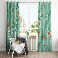 Green Palaka Hawaiian And Japanese Window Curtain Sakura Lei With Koi Fish DT05 - Polynesian Pride