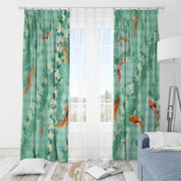 Green Palaka Hawaiian And Japanese Window Curtain Sakura Lei With Koi Fish DT05 - Polynesian Pride