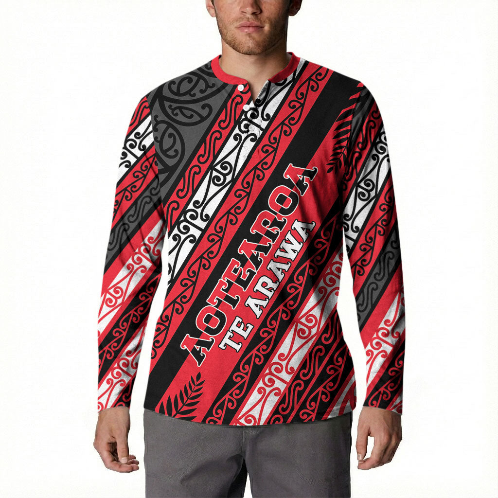Personalised Aotearoa Te Arawa Button Sweatshirt New Zealand Maori Tribal Fern Pattern