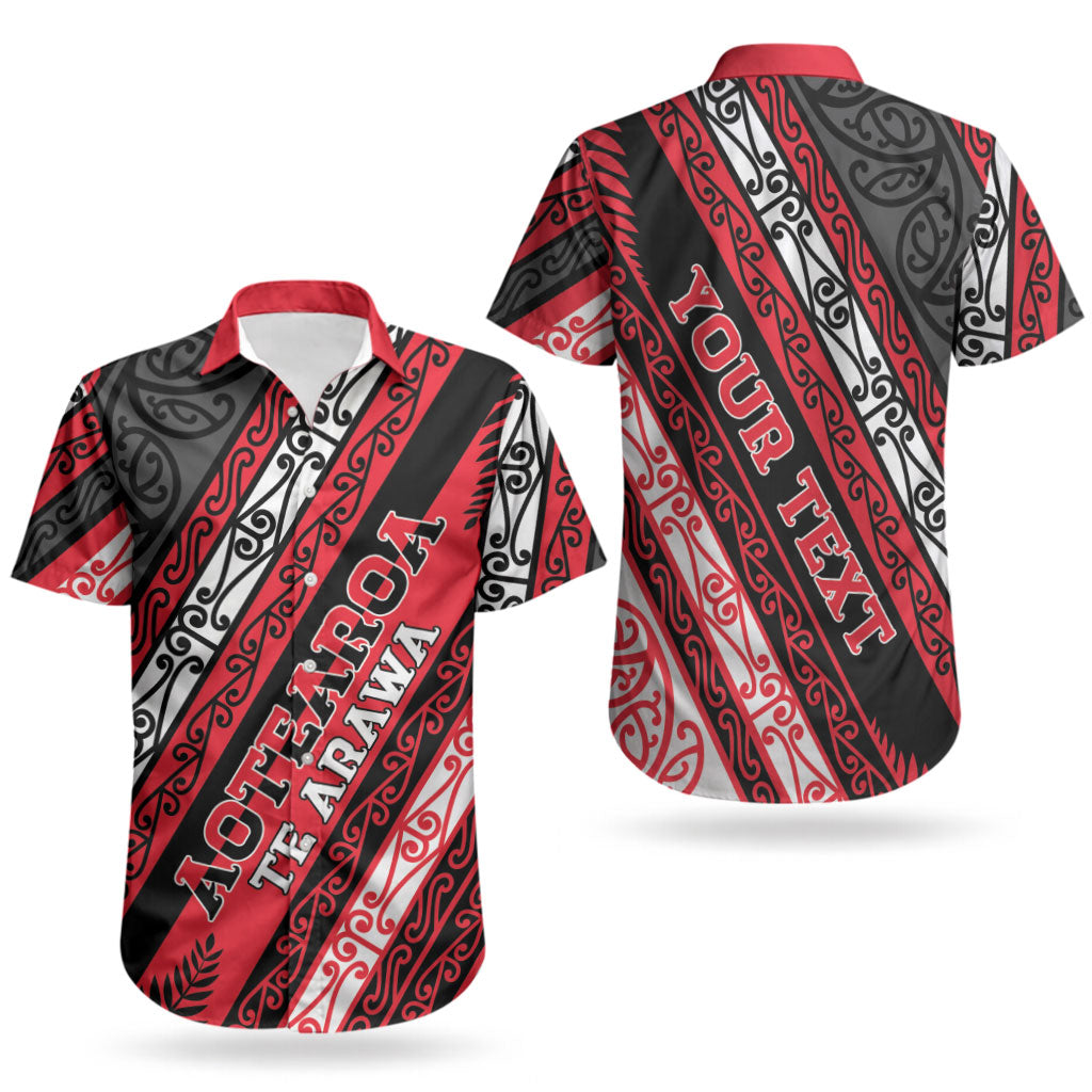 Personalised Aotearoa Te Arawa Couples Matching Off Shoulder Short Dress and Hawaiian Shirt New Zealand Maori Tribal Fern Pattern