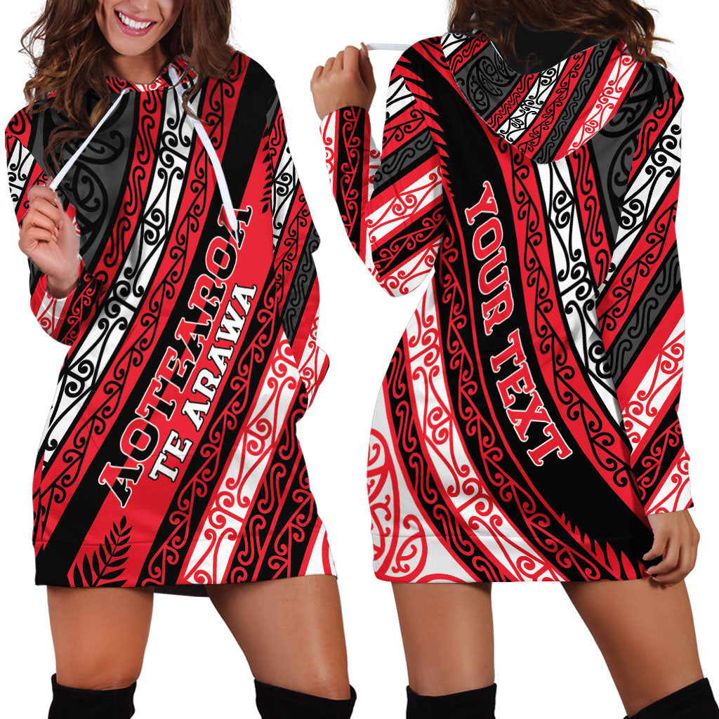 Personalised Aotearoa Te Arawa Hoodie Dress New Zealand Maori Tribal Fern Pattern