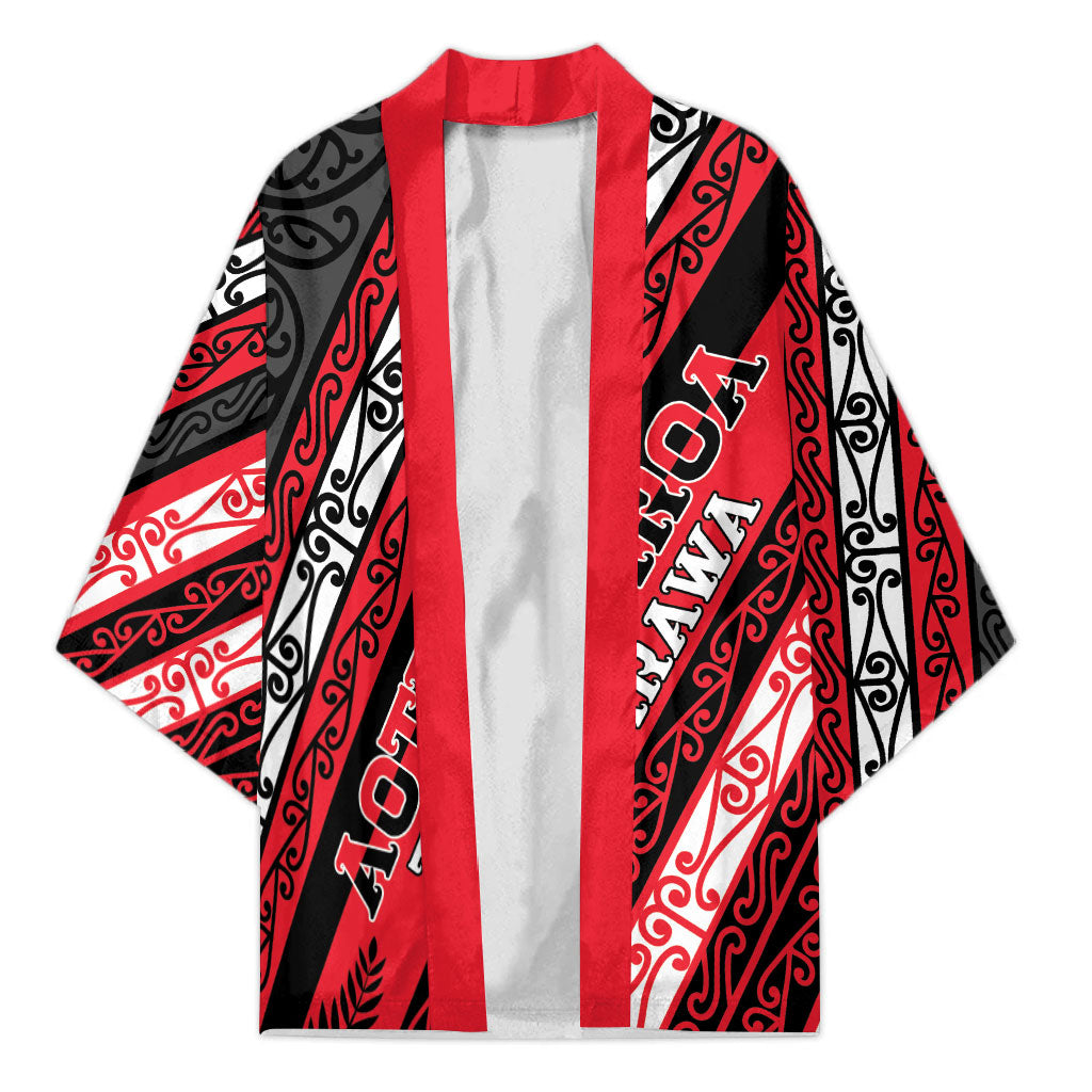 Personalised Aotearoa Te Arawa Kimono New Zealand Maori Tribal Fern Pattern DT05 Unisex Red - Polynesian Pride