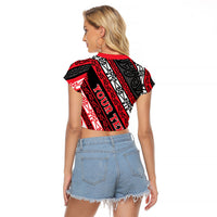 Personalised Aotearoa Te Arawa Raglan Cropped T Shirt New Zealand Maori Tribal Fern Pattern