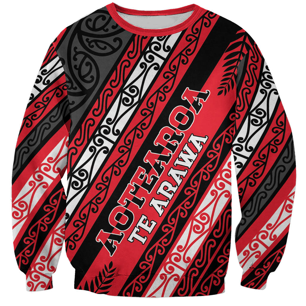 Personalised Aotearoa Te Arawa Sweatshirt New Zealand Maori Tribal Fern Pattern DT05 Unisex Red - Polynesian Pride