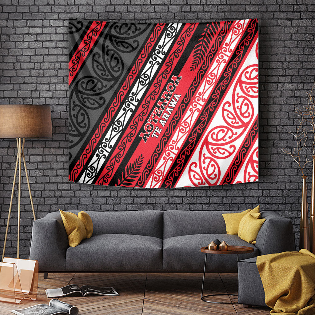 Aotearoa Te Arawa Tapestry New Zealand Maori Tribal Fern Pattern DT05 Red - Polynesian Pride