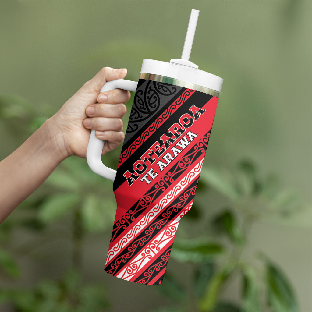 Personalised Aotearoa Te Arawa Tumbler With Handle New Zealand Maori Tribal Fern Pattern