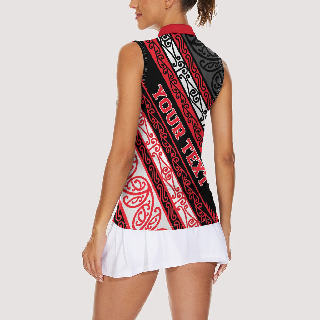 Personalised Aotearoa Te Arawa Women Sleeveless Polo Shirt New Zealand Maori Tribal Fern Pattern