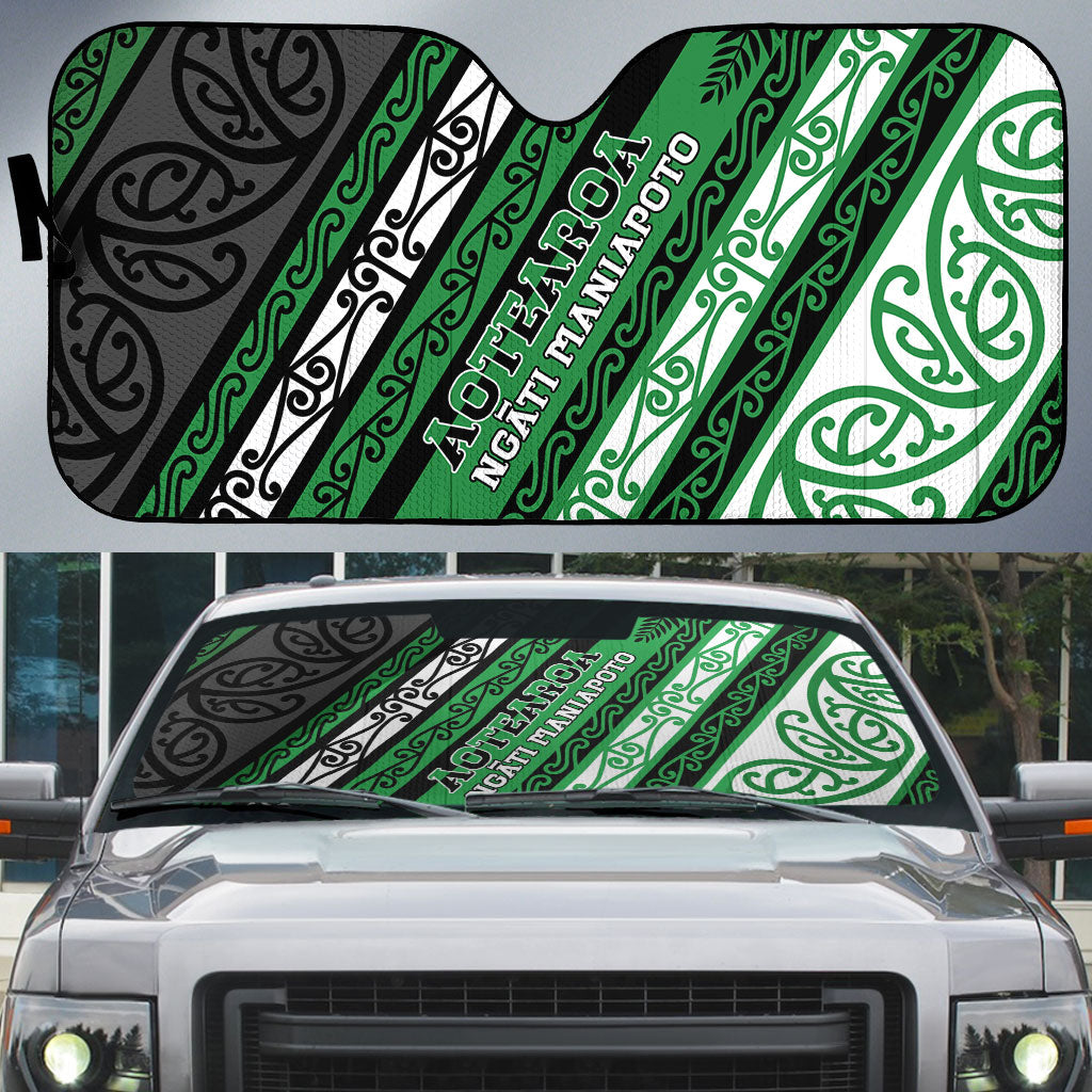 Aotearoa Ngati Maniapoto Auto Sun Shade New Zealand Maori Tribal Fern Pattern