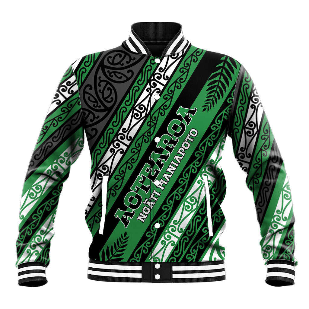 Personalised Aotearoa Ngati Maniapoto Baseball Jacket New Zealand Maori Tribal Fern Pattern