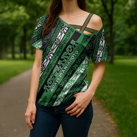 Personalised Aotearoa Ngati Maniapoto Cross Shoulder Shirt New Zealand Maori Tribal Fern Pattern