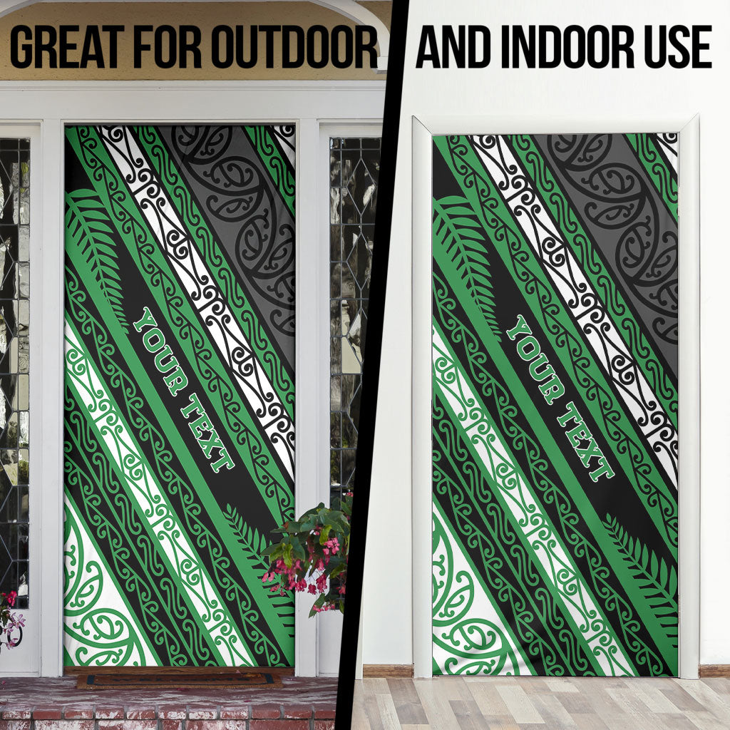 Personalised Aotearoa Ngati Maniapoto Door Cover New Zealand Maori Tribal Fern Pattern