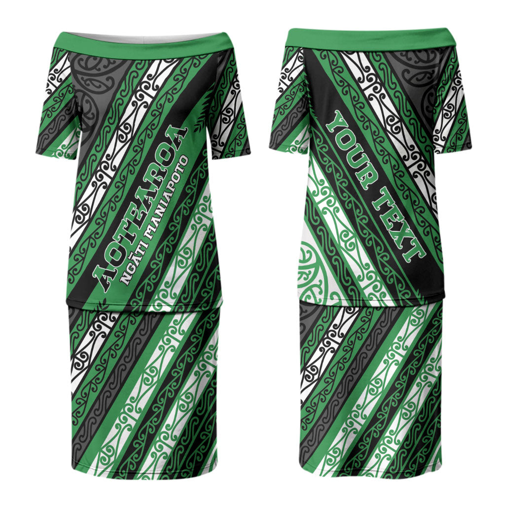 Personalised Aotearoa Ngati Maniapoto Family Matching Puletasi and Hawaiian Shirt New Zealand Maori Tribal Fern Pattern