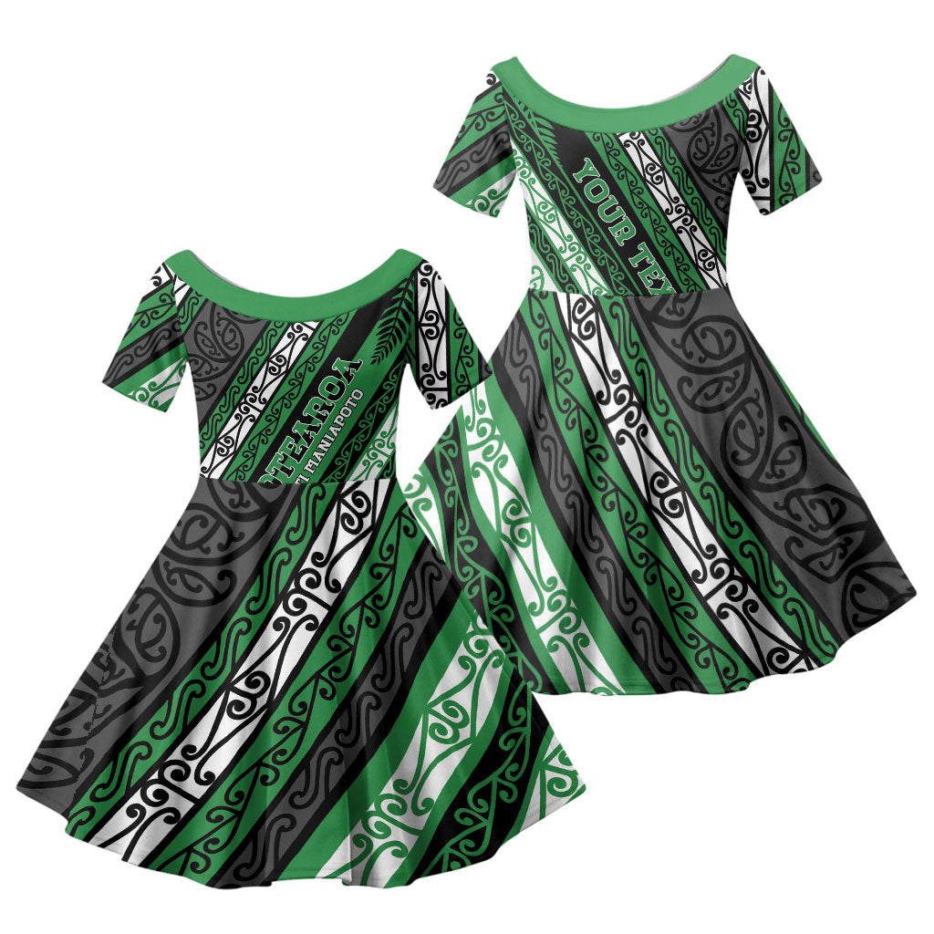 Personalised Aotearoa Ngati Maniapoto Family Matching Puletasi and Hawaiian Shirt New Zealand Maori Tribal Fern Pattern