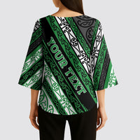Personalised Aotearoa Ngati Maniapoto Kimono Sleeve Blouse New Zealand Maori Tribal Fern Pattern