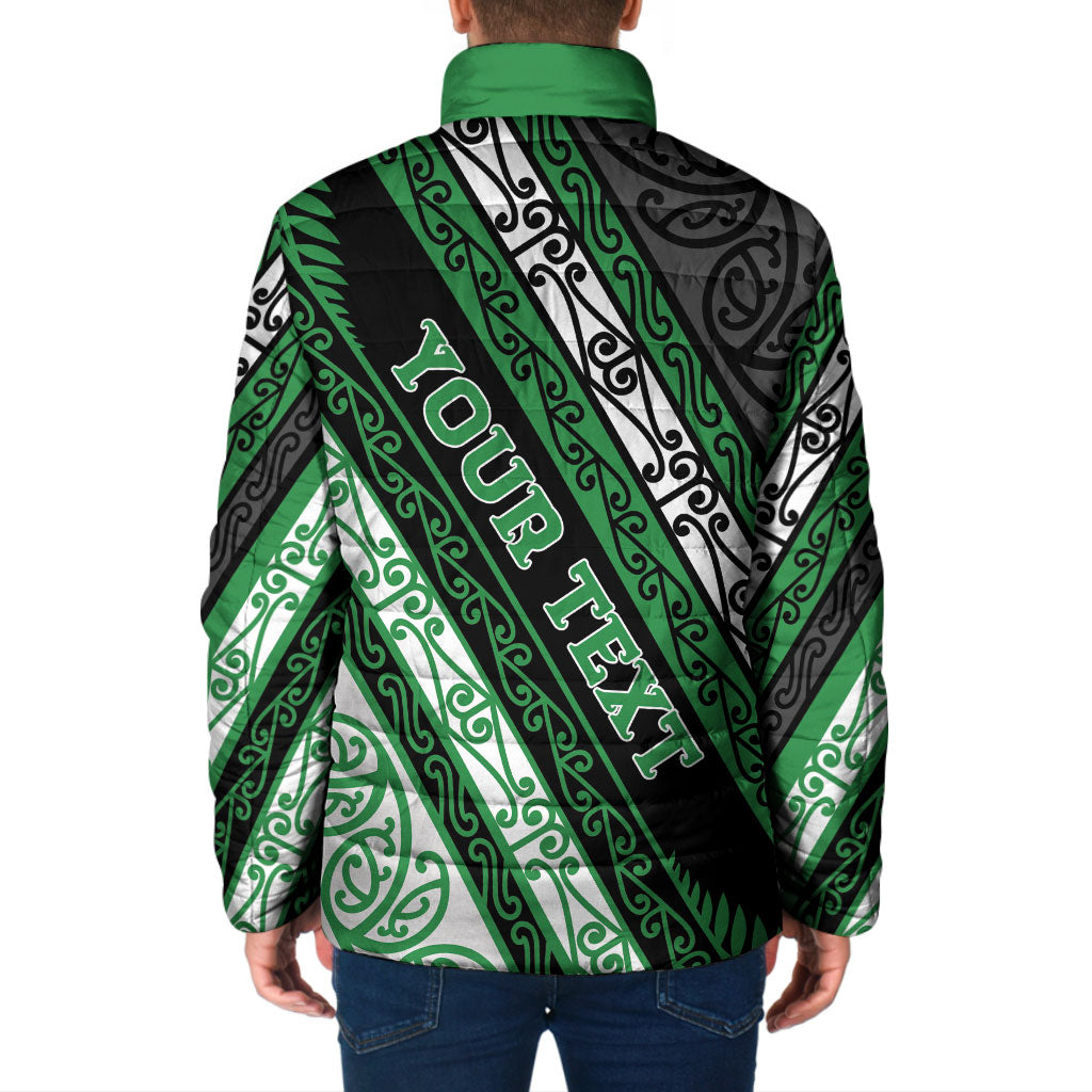 Personalised Aotearoa Ngati Maniapoto Padded Jacket New Zealand Maori Tribal Fern Pattern