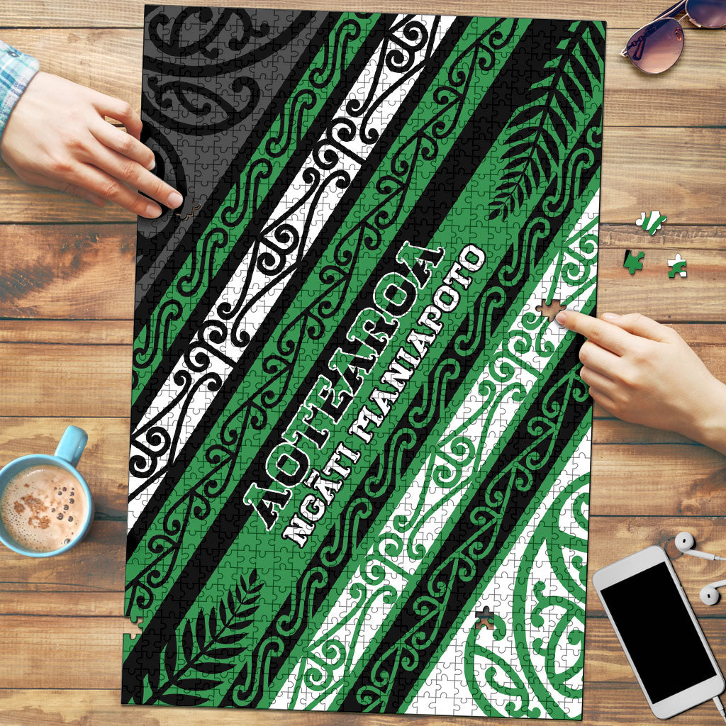 Aotearoa Ngati Maniapoto Puzzle New Zealand Maori Tribal Fern Pattern DT05 Green - Polynesian Pride