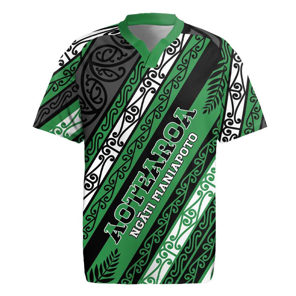 Personalised Aotearoa Ngati Maniapoto Rugby Jersey New Zealand Maori Tribal Fern Pattern