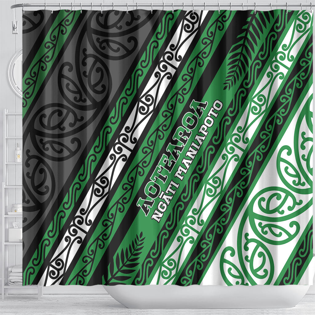 Aotearoa Ngati Maniapoto Shower Curtain New Zealand Maori Tribal Fern Pattern