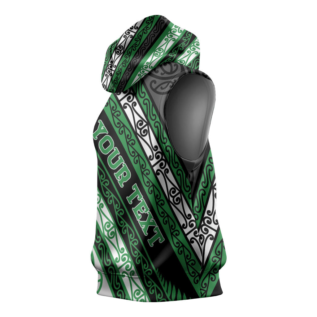 Personalised Aotearoa Ngati Maniapoto Sleeveless Hoodie New Zealand Maori Tribal Fern Pattern