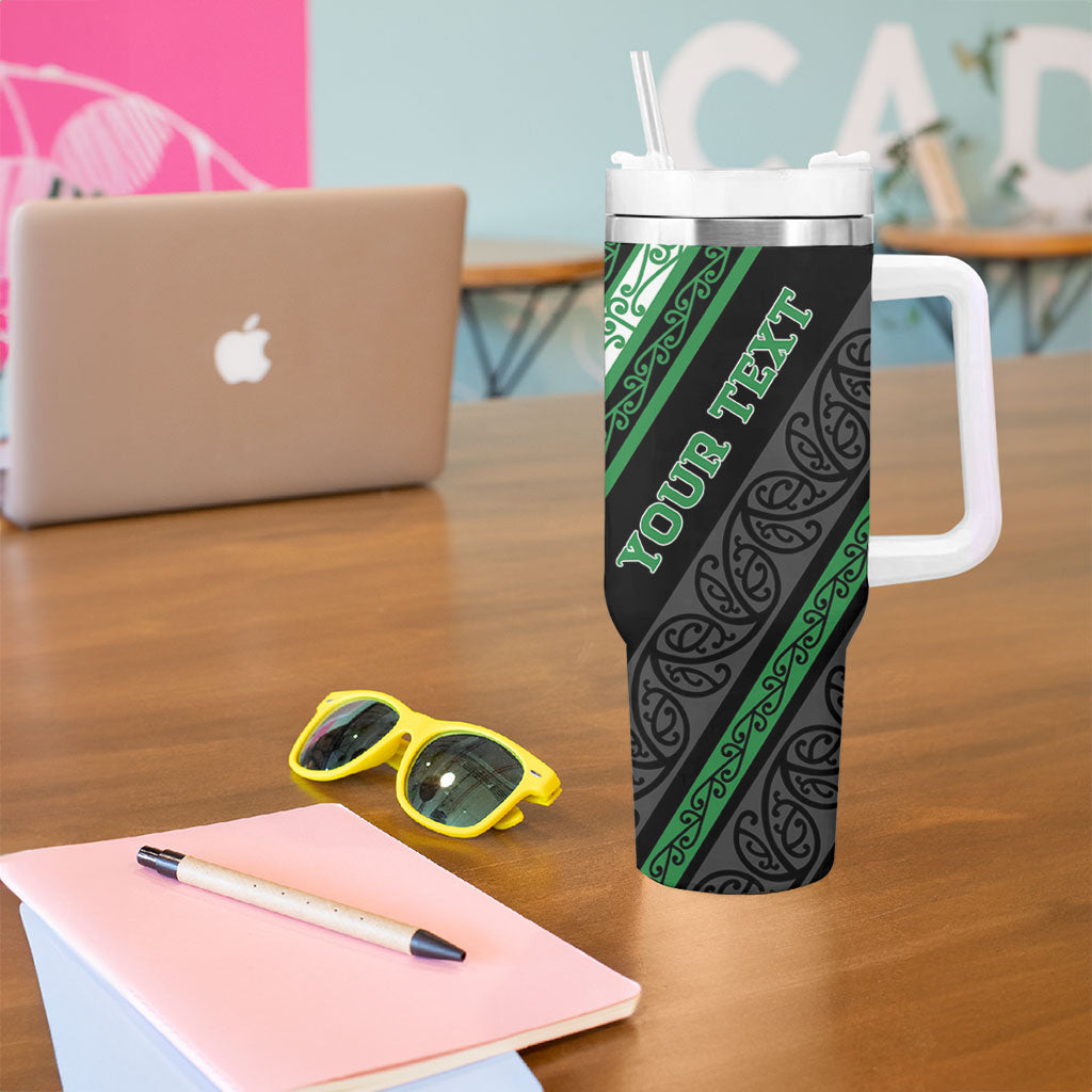 Personalised Aotearoa Ngati Maniapoto Tumbler With Handle New Zealand Maori Tribal Fern Pattern