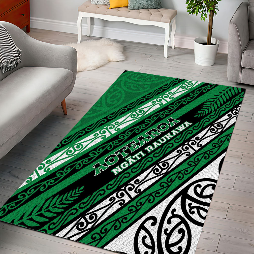 Aotearoa Ngati Raukawa Area Rug New Zealand Maori Tribal Fern Pattern