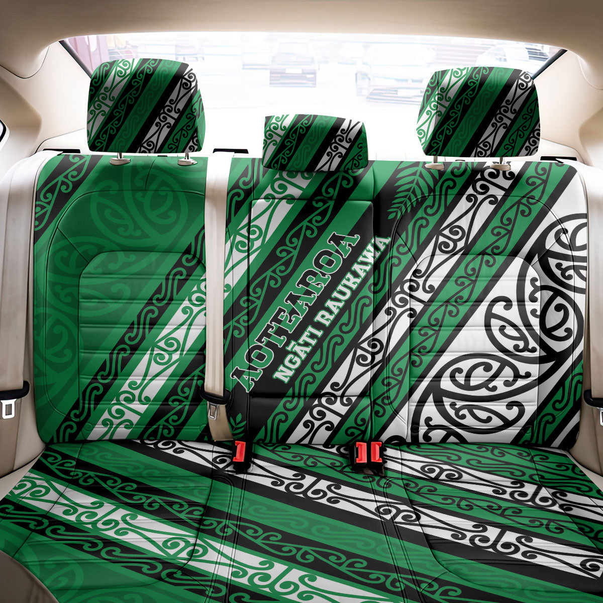 Aotearoa Ngati Raukawa Back Car Seat Cover New Zealand Maori Tribal Fern Pattern