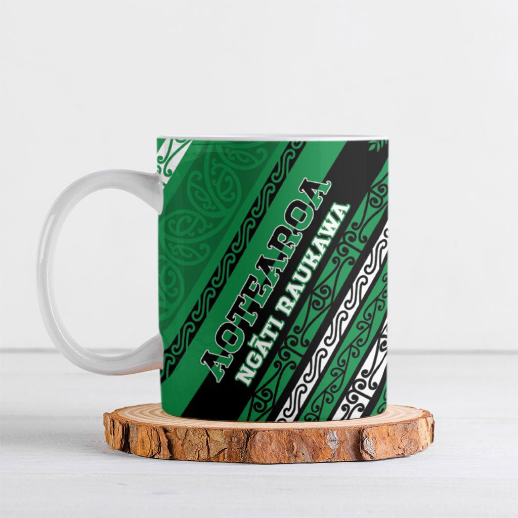 Personalised Aotearoa Ngati Raukawa Ceramic Mug New Zealand Maori Tribal Fern Pattern DT05 Green - Polynesian Pride