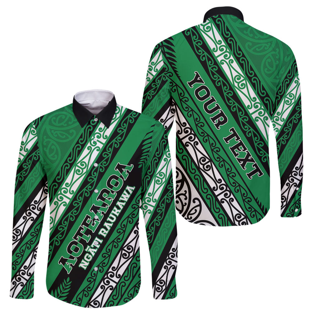 Personalised Aotearoa Ngati Raukawa Family Matching Off Shoulder Maxi Dress and Hawaiian Shirt New Zealand Maori Tribal Fern Pattern