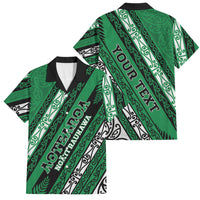 Personalised Aotearoa Ngati Raukawa Family Matching Off Shoulder Short Dress and Hawaiian Shirt New Zealand Maori Tribal Fern Pattern