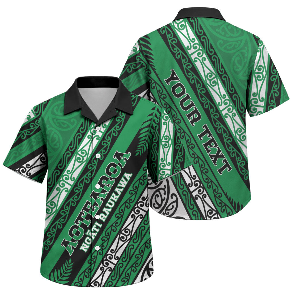 Personalised Aotearoa Ngati Raukawa Family Matching Off Shoulder Short Dress and Hawaiian Shirt New Zealand Maori Tribal Fern Pattern