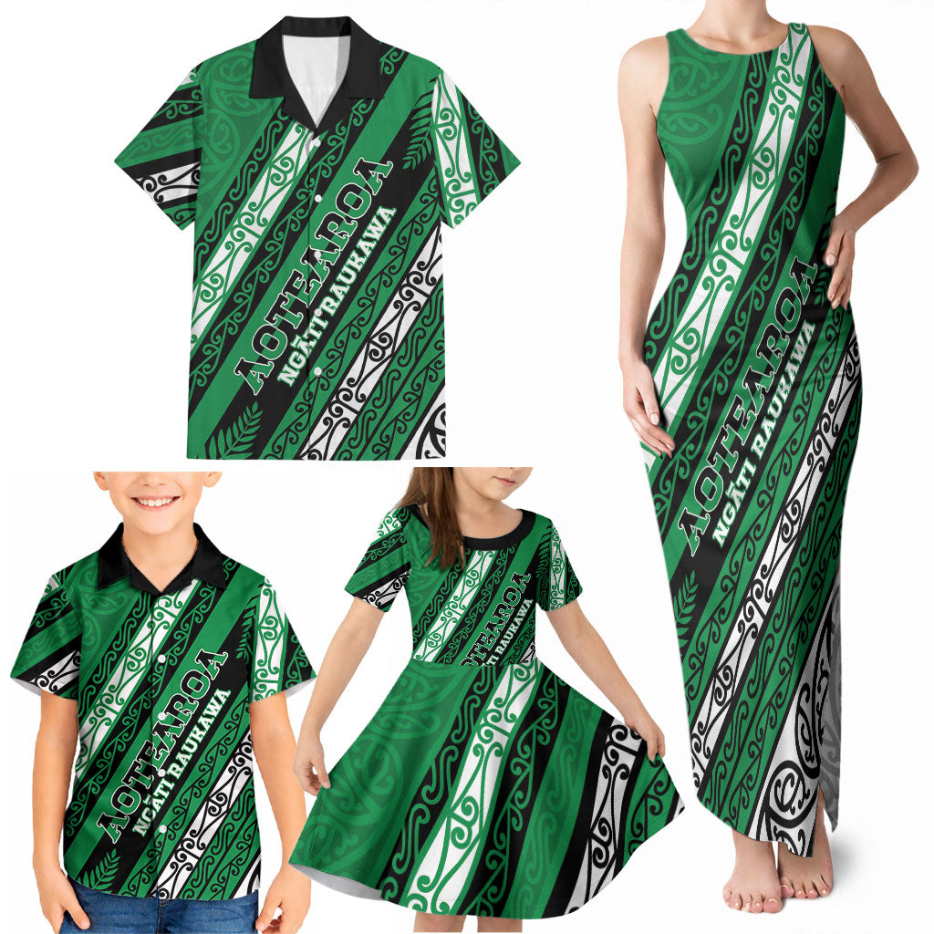 Personalised Aotearoa Ngati Raukawa Family Matching Tank Maxi Dress and Hawaiian Shirt New Zealand Maori Tribal Fern Pattern DT05 - Polynesian Pride