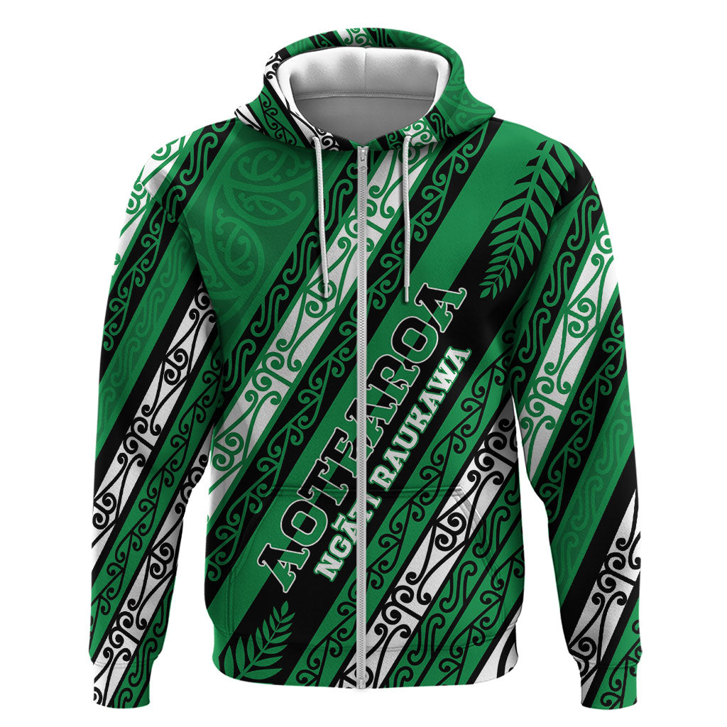 Personalised Aotearoa Ngati Raukawa Hoodie New Zealand Maori Tribal Fern Pattern
