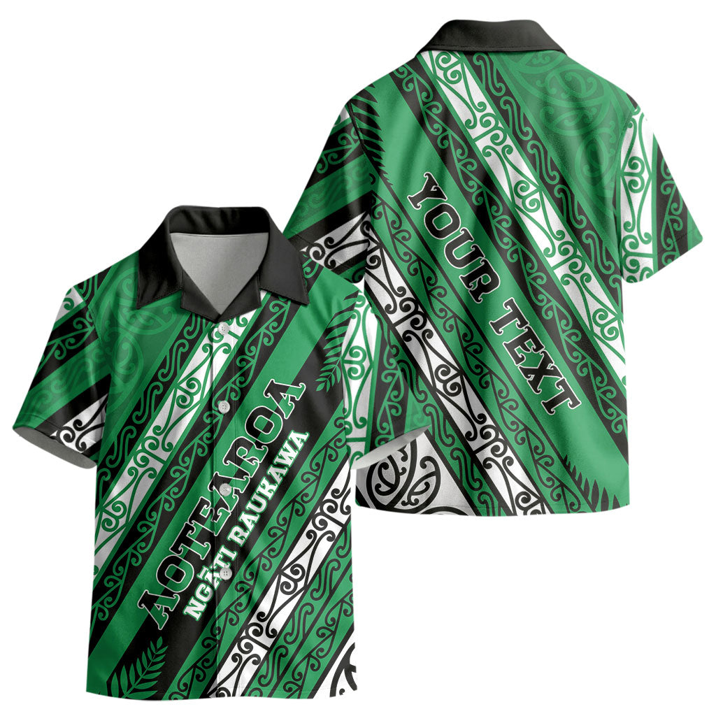 Personalised Aotearoa Ngati Raukawa Kid Hawaiian Shirt New Zealand Maori Tribal Fern Pattern