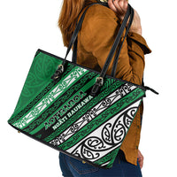 Aotearoa Ngati Raukawa Leather Tote Bag New Zealand Maori Tribal Fern Pattern