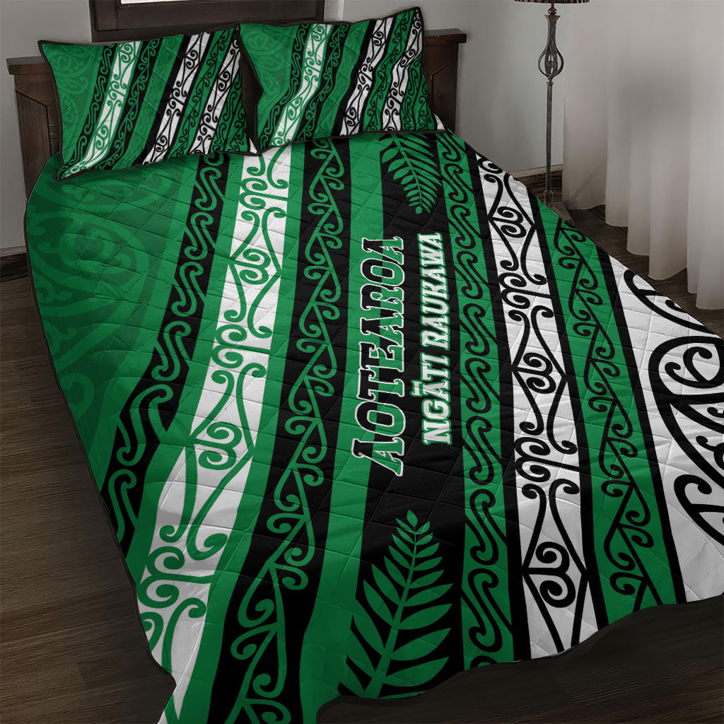 Aotearoa Ngati Raukawa Quilt Bed Set New Zealand Maori Tribal Fern Pattern