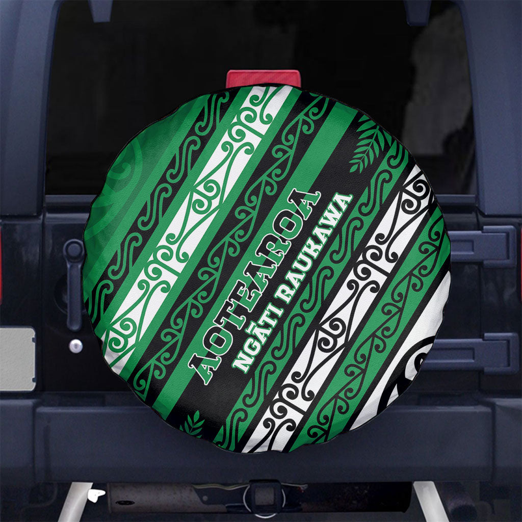 Aotearoa Ngati Raukawa Spare Tire Cover New Zealand Maori Tribal Fern Pattern