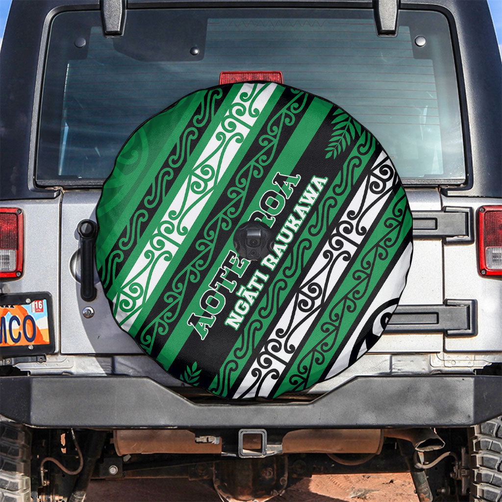 Aotearoa Ngati Raukawa Spare Tire Cover New Zealand Maori Tribal Fern Pattern