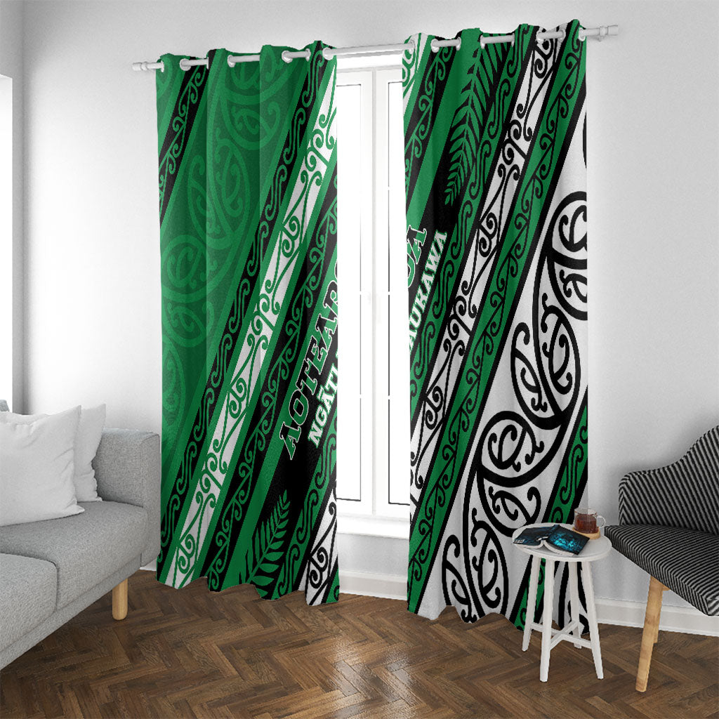 Aotearoa Ngati Raukawa Window Curtain New Zealand Maori Tribal Fern Pattern