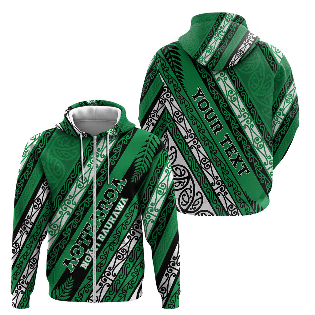 Personalised Aotearoa Ngati Raukawa Zip Hoodie New Zealand Maori Tribal Fern Pattern