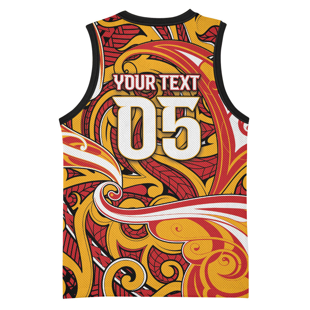 Custom Aotearoa Waikato Tainui Basketball Jersey Maori Tribal Pattern Koru Motif
