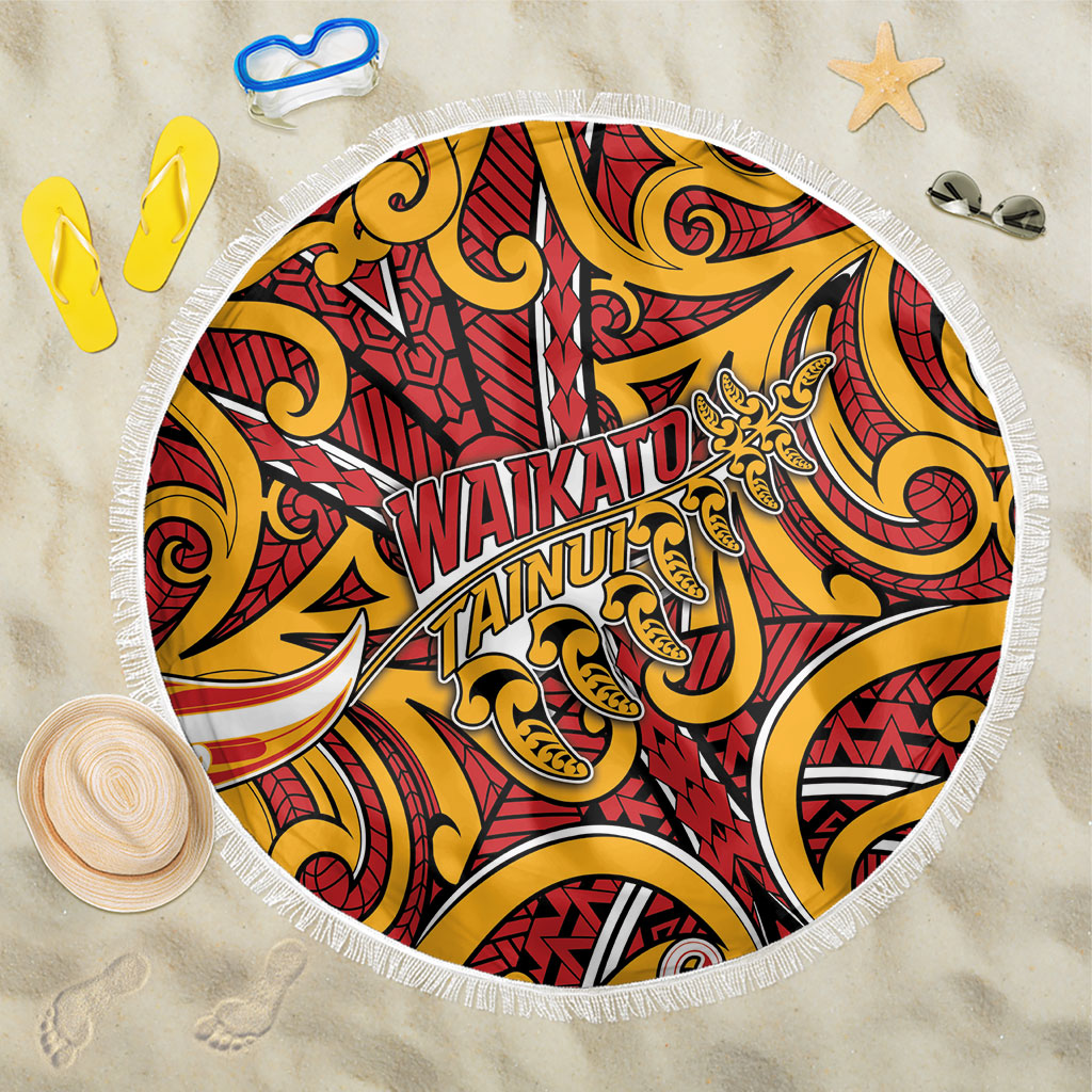 Aotearoa Waikato Tainui Beach Blanket Maori Tribal Pattern Koru Motif DT05 One Size 150cm Yellow - Polynesian Pride