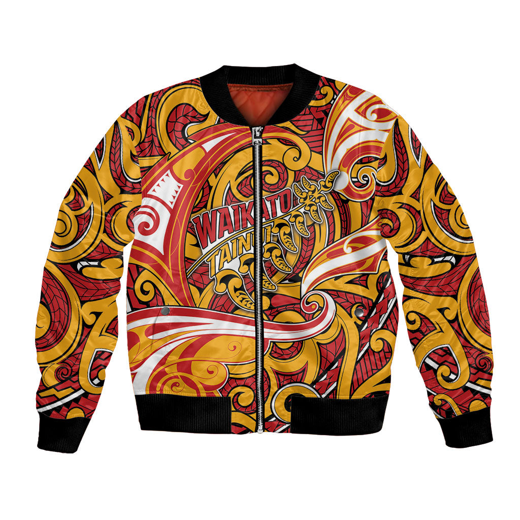 Custom Aotearoa Waikato Tainui Bomber Jacket Maori Tribal Pattern Koru Motif