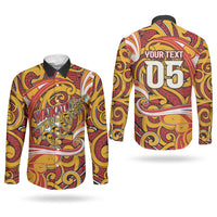 Custom Aotearoa Waikato Tainui Couples Matching Off The Shoulder Long Sleeve Dress and Long Sleeve Button Shirt Maori Tribal Pattern Koru Motif