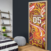 Custom Aotearoa Waikato Tainui Door Cover Maori Tribal Pattern Koru Motif