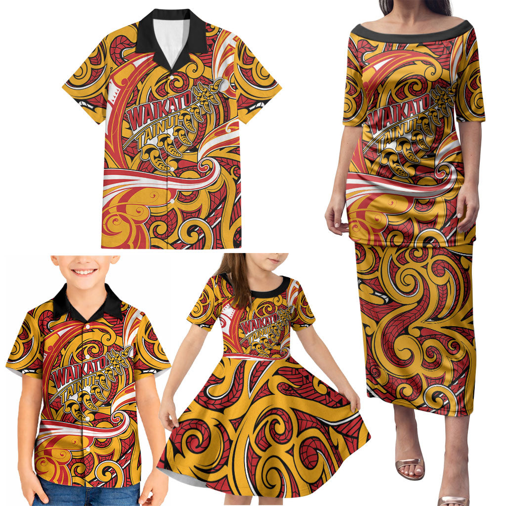 Custom Aotearoa Waikato Tainui Family Matching Puletasi and Hawaiian Shirt Maori Tribal Pattern Koru Motif DT05 - Polynesian Pride
